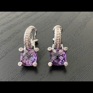 Judith Ripka Amethyst and CZ Earrings